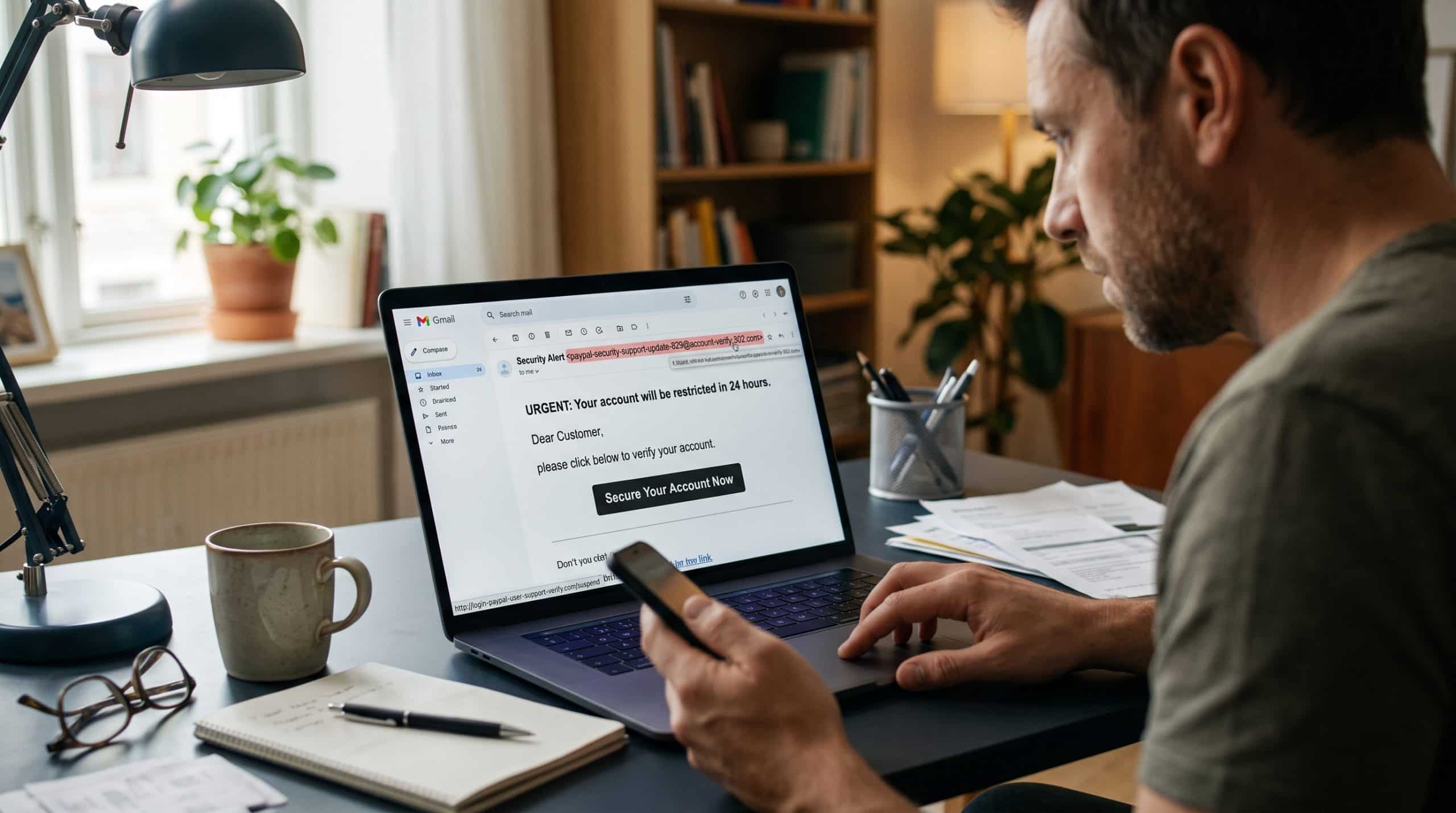 How to spot phishing emails by checking suspicious links and fake sender addresses