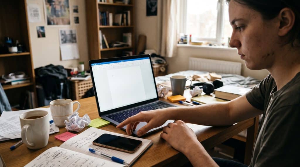 How to stop procrastinating by organizing tasks and focusing on work at a laptop