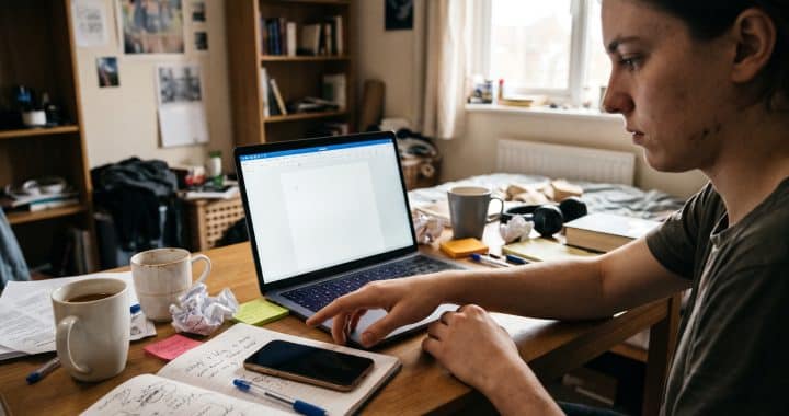 How to stop procrastinating by organizing tasks and focusing on work at a laptop